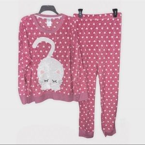 Secret Treasures Pink Heart Cat Pajama Set